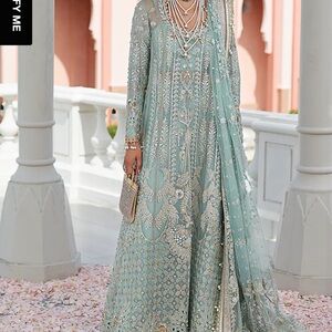 SUFFUSE 4 PC Embellished Light Seafoam Green Formal Dress with Dupatta